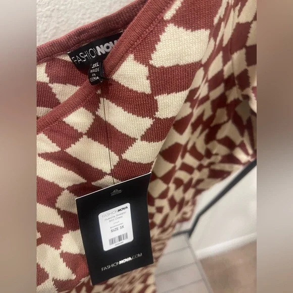 Illusions Sweater Mini Dress - Brown/combo - Picture 4 of 4